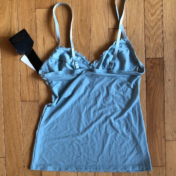 Brand New Marilyn Monroe Women's Camisole Blue Floral Stretch V-Neck Lace Top - Picture 5 of 7